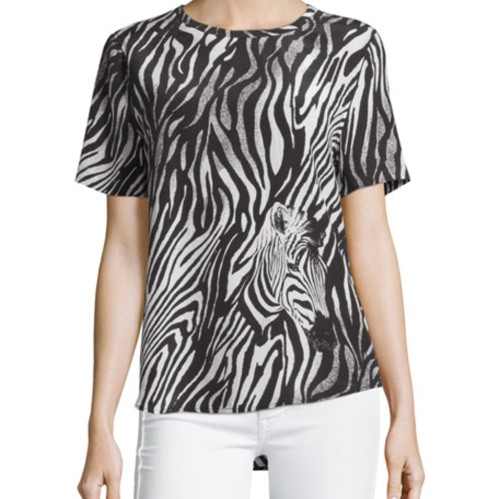 Equipment Riley Zebra-Print Silk Tee